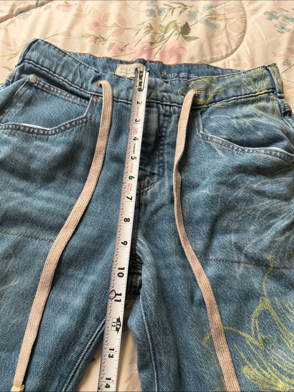 Pilcro unique Blue Floral-Print Denim Jeans size 28P cotton very comfortable - Picture 4 of 11